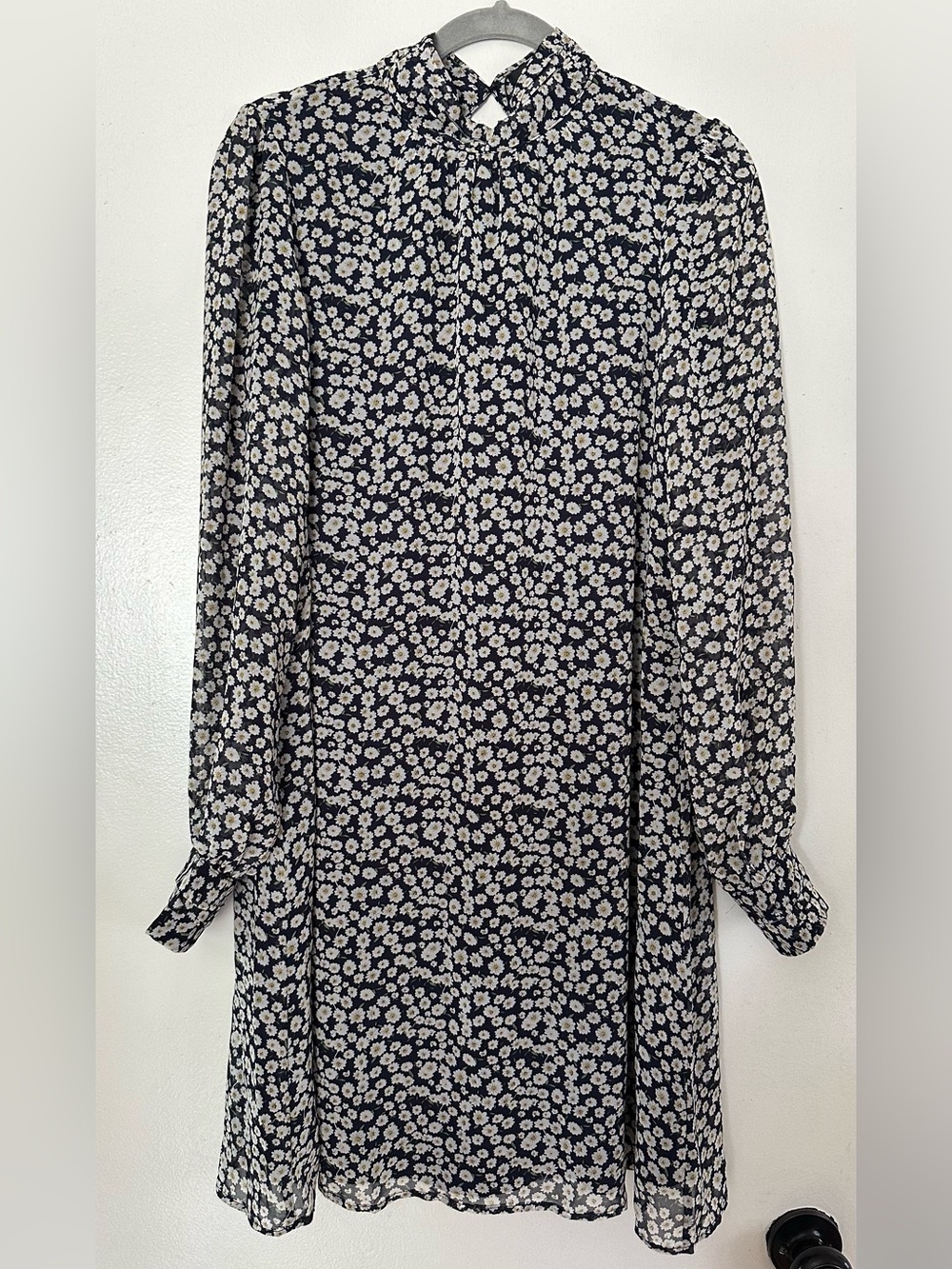 Sugar Navy and White Floral Long Sleeve Dress